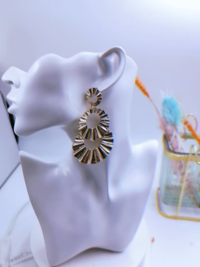 Triple Sunburst Hoop Earrings view 3
