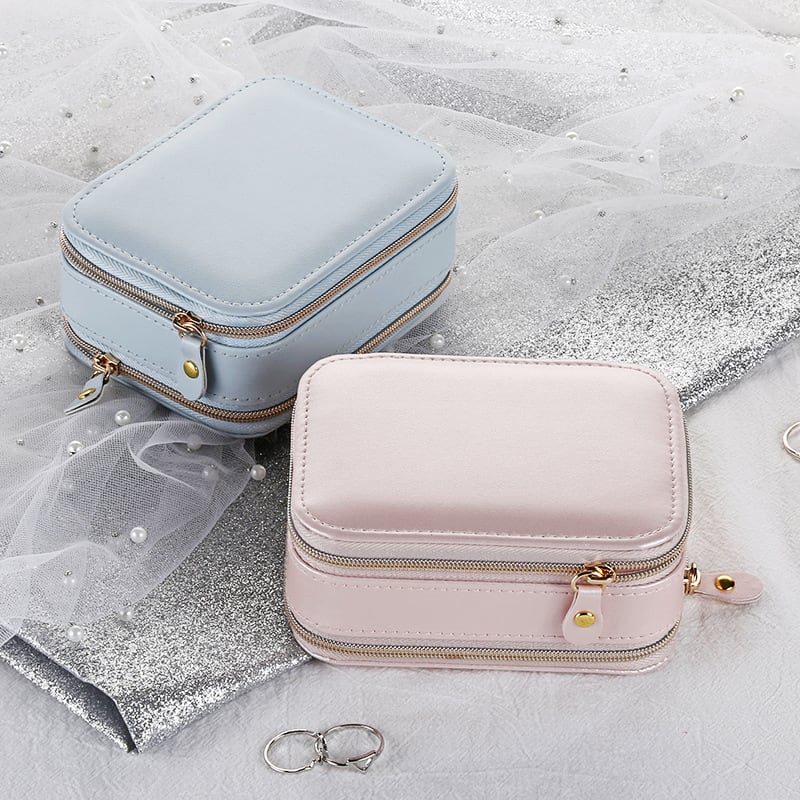 Simple Zipper Leather Jewelry Box Storage view 4