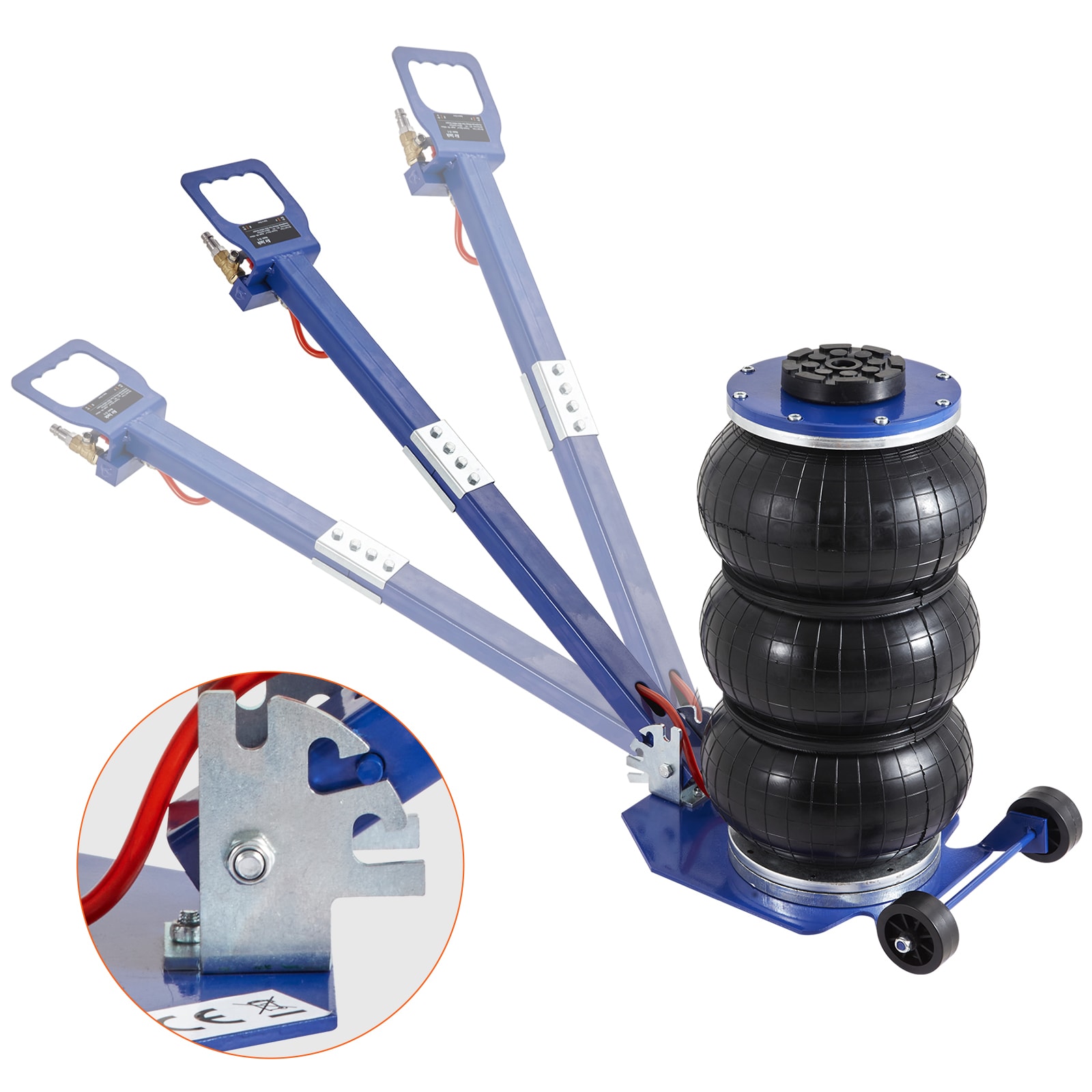 VEVOR Air Jack, 3 Ton 6600 Lbs Triple Bag Air Jack, Airbag Jack With Six Steel Pipes, Lift Up, 3-5 S Fast Lifting Pneumatic Jack, With Adjustable Long Handles For Cars, Garages, Repair Blue view 7