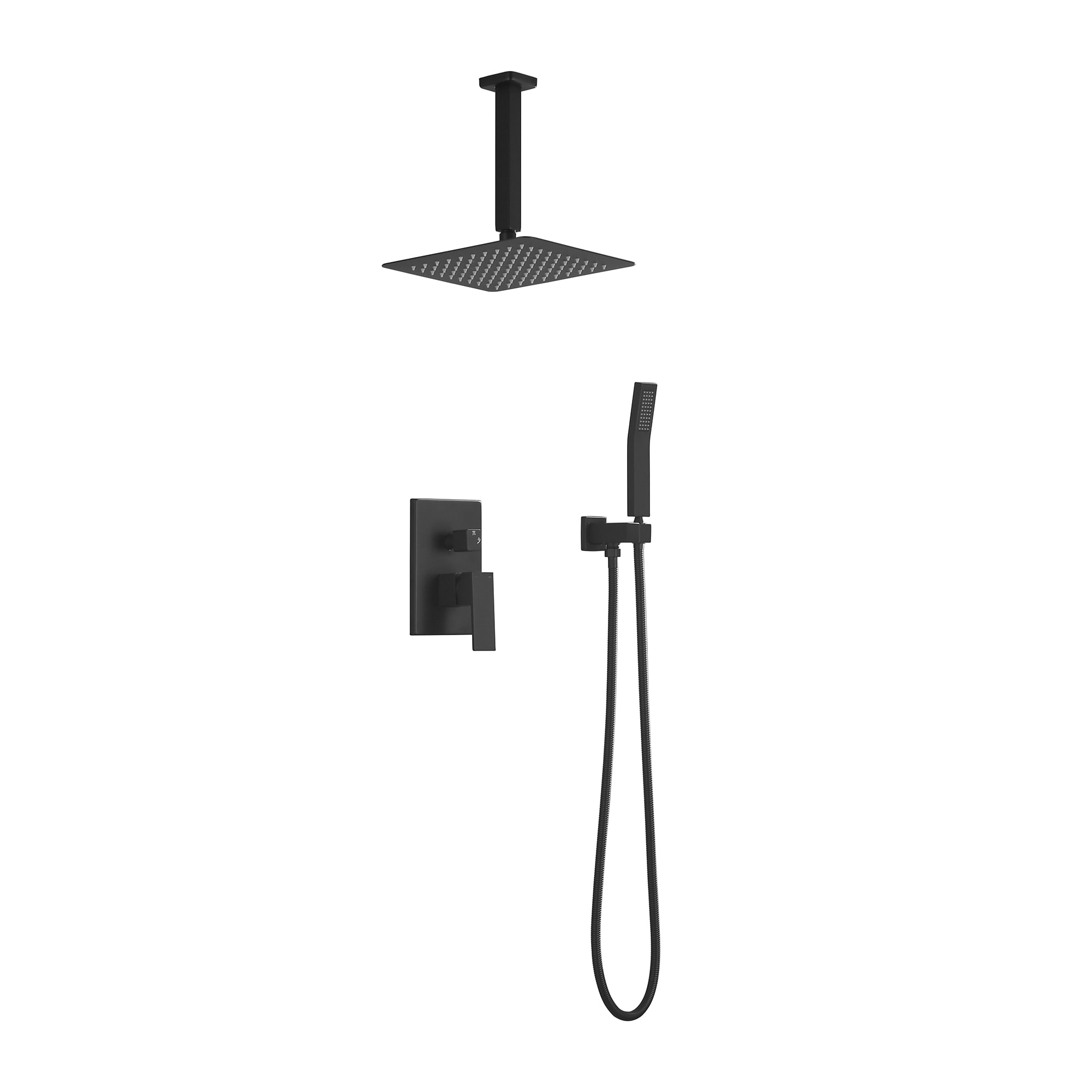 Matte Black Shower Set System Bathroom Luxury Rain Shower Combination Set Ceiling Mounted Showerhead Showerhead Faucet view 3
