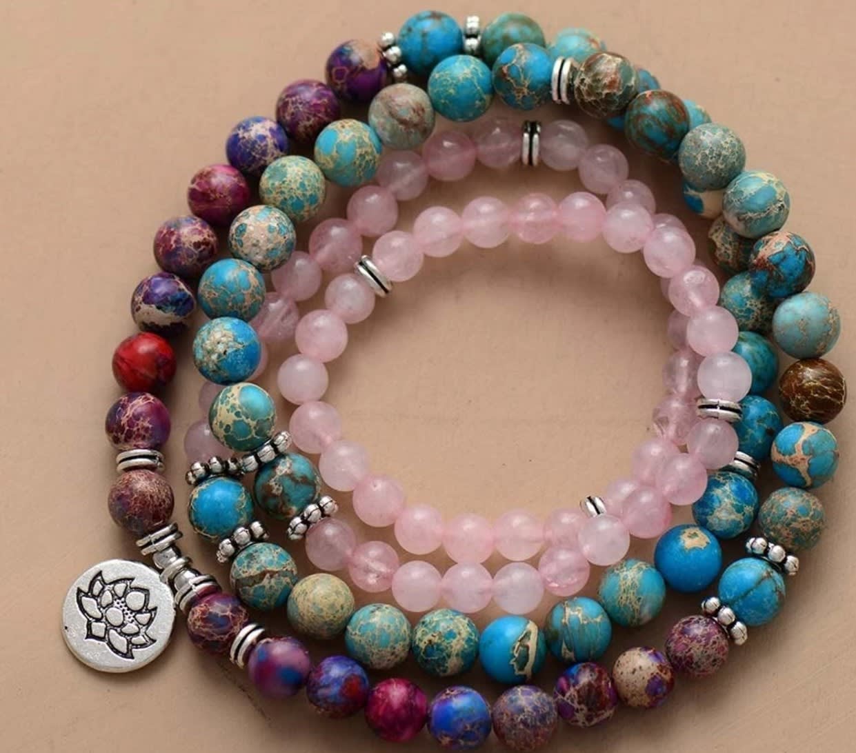Amazon Stone Tiger Eye Stone Bracelet Necklace 108 Buddha Beads Lotus Bracelet view 15