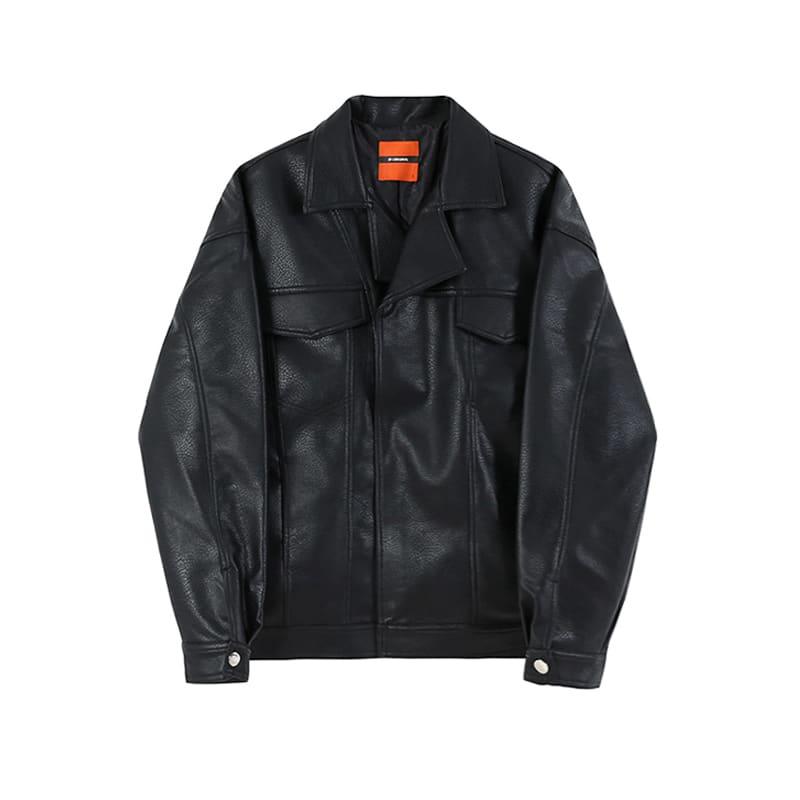 Men's Loose Trend Casual Leather Jacket view 4