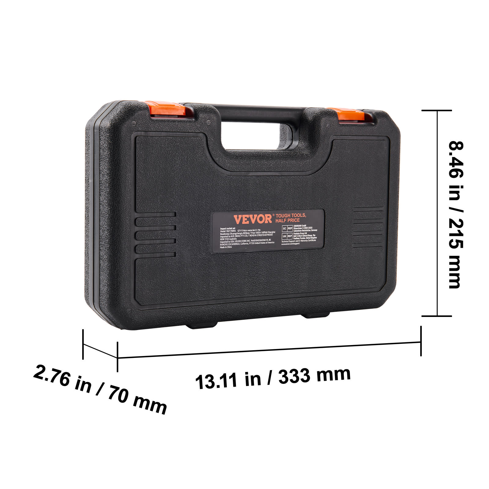 VEVOR Drive Impact Socket Set, 9 Piece Deep Socket Set Metric 29-38mm, 6 Point Cr-Mo Alloy Steel For Auto Repair, Easy-to-Read Size Markings, Rugged Construction, Includes Storage Case view 3