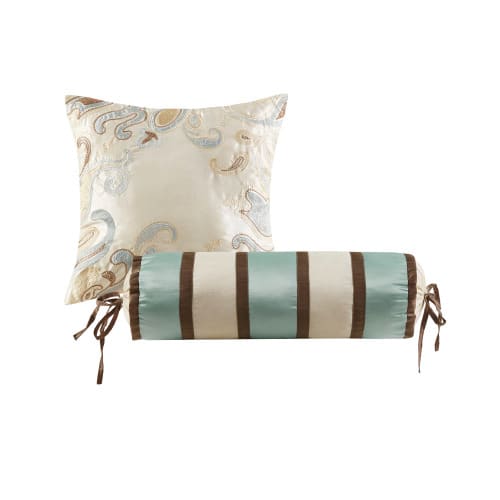 12 Piece Comforter Set With Cotton Bed Sheets Blue Brown Full view 15
