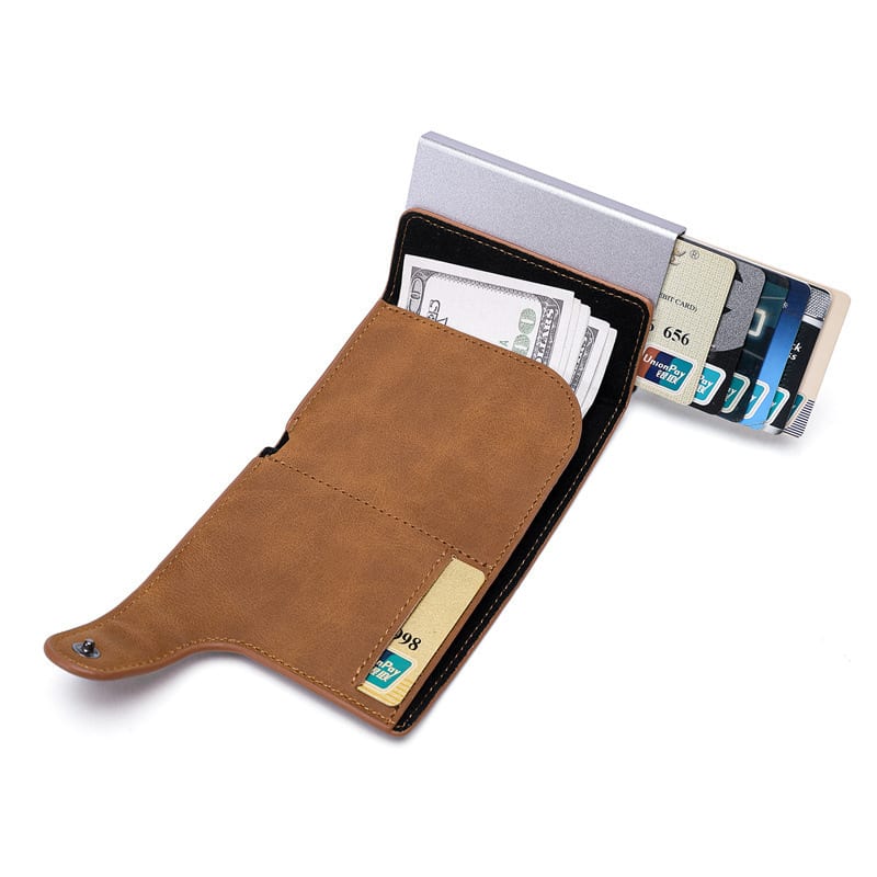 Crazy Horse Leather Aluminum Card Case Wallet view 7