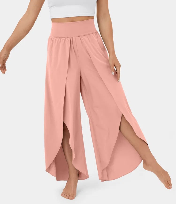 Loose Split Yoga Pants Summer Elastic High Waist Wide Leg Trousers Women's Fashion Versatile Clothing view 14