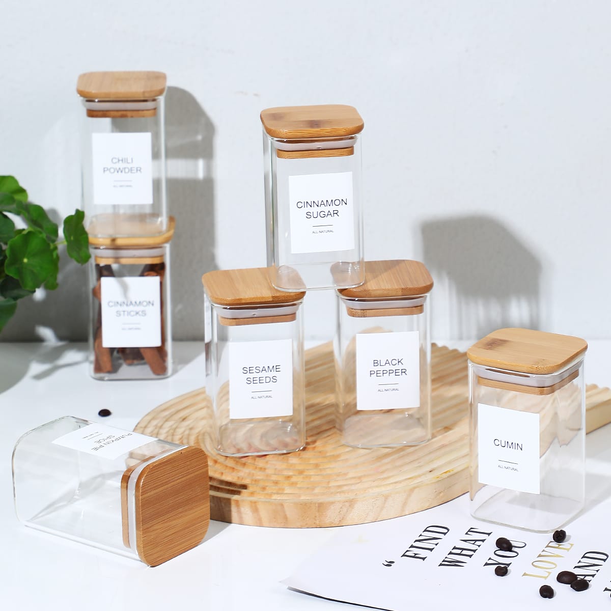 24 PCS Square Seasoning Jars Pepper Bottle Pepper Powder Bottle 240ml Glass Seasoning Jars Salt Jars view 6