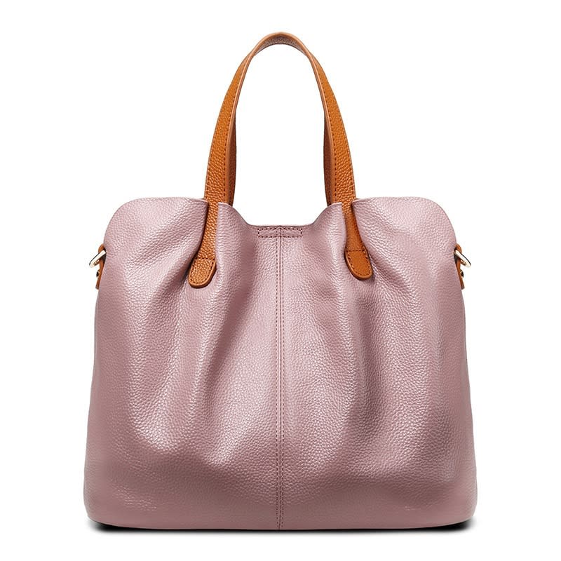 Womens Simple Casual Soft Leather Tote Bag view 2