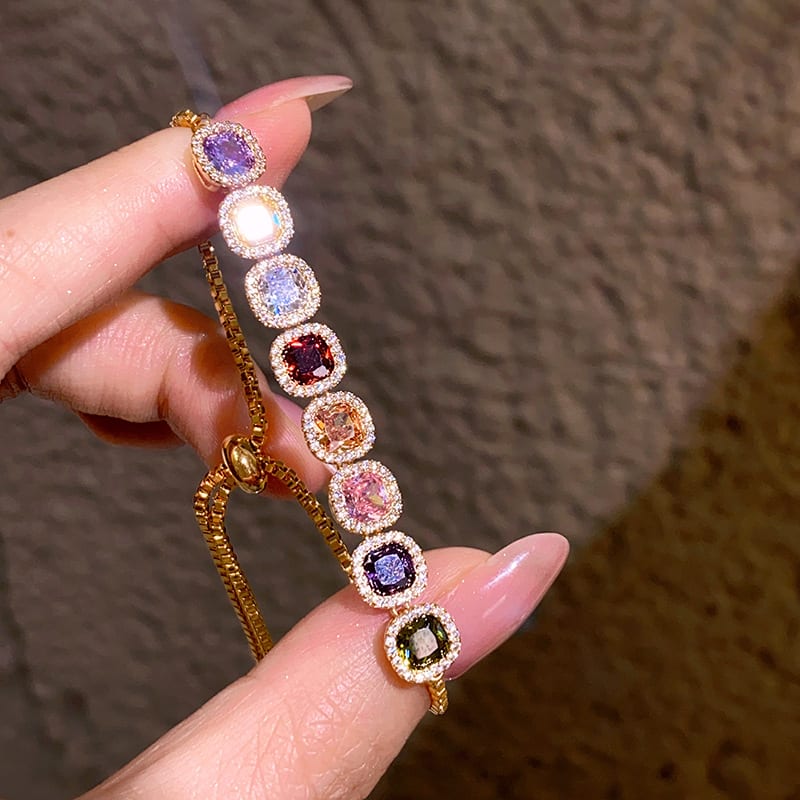 New Dopamine Colored Cubic Sugar Zircon Bracelet view 6