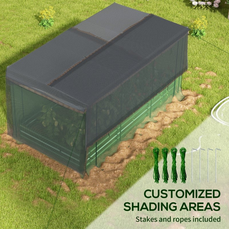 Galvanized Steel Planter Box With Crop Cage And Shade Cloth, Raised Garden Bed-Green view 5