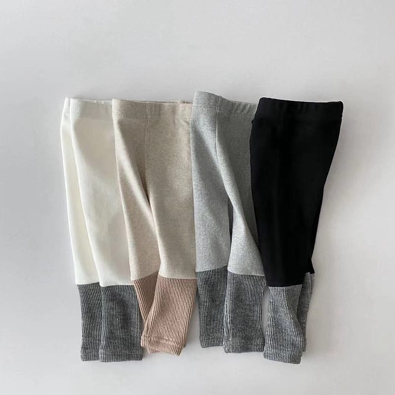 Girls' Cotton Stretch Color Matching Leggings view 11