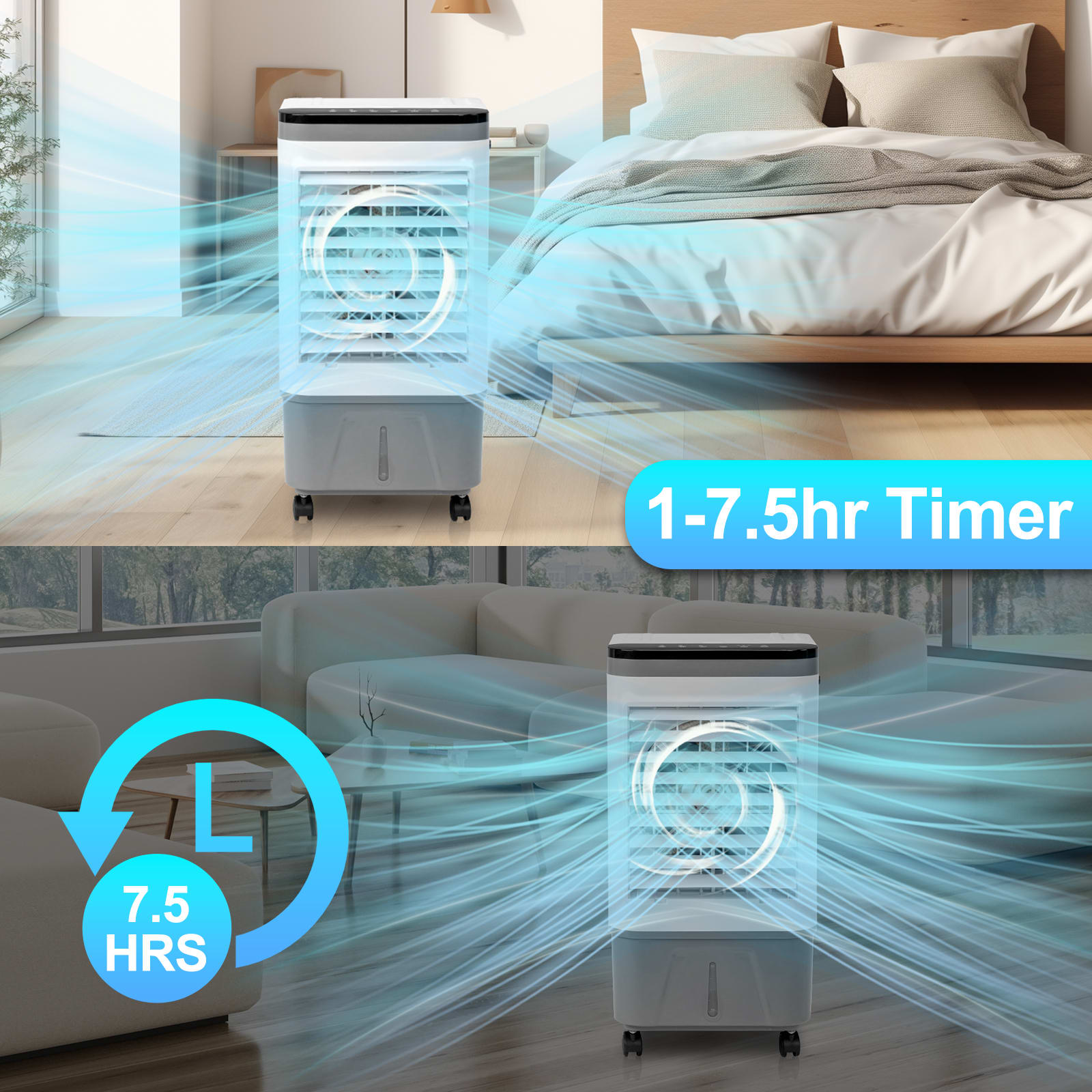 American Specification, Evaporative Air Cooler, Fan, Cooling And Humidification 3-in-1, 12-hour Timer view 10
