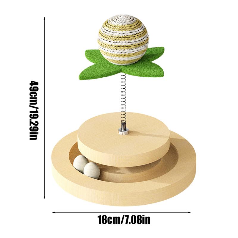 Cat Toy Springs Natural Sisal Scratching Pad Kitten Interactive Toy With Ball Track Spring Ball Automatic Cat Toy For Indoor view 4