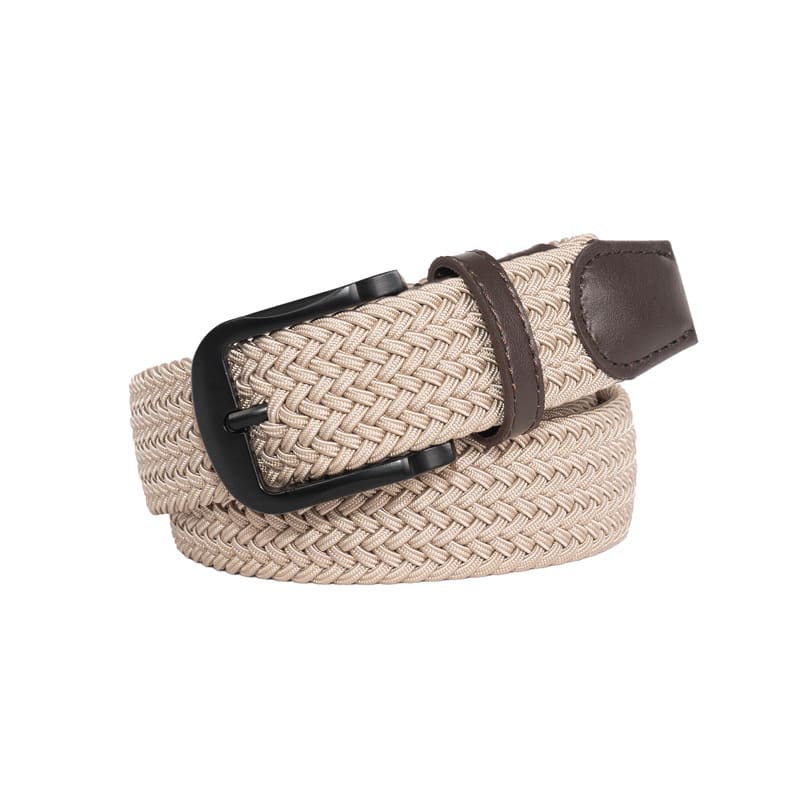 Men's Braided Pure Black Elastic Belt Without Holes view 6