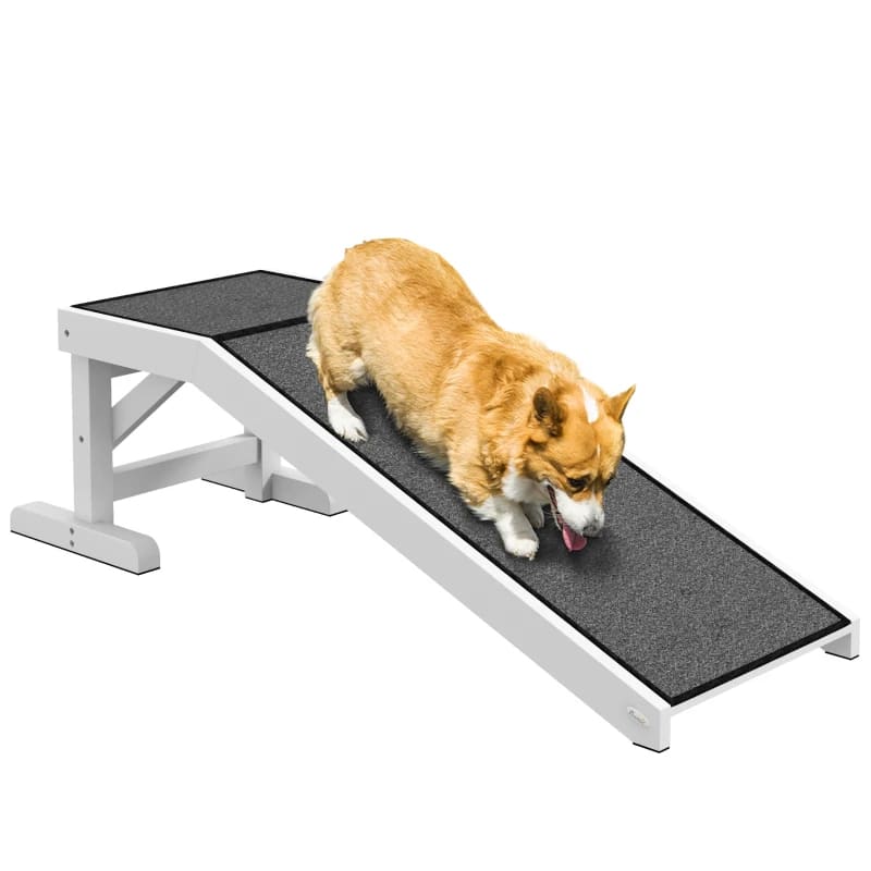 PawHut  Pet Ramp For Dogs & Cats With Non-Slip Carpet, White view 2
