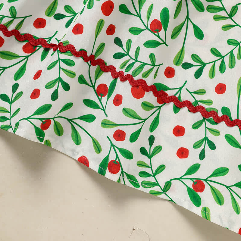 Toddler Infant Baby Girls Christmas Dress Short Sleeve Christmas Tree Embroidered Plaid Casual Party Dresses view 1