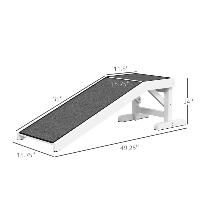 PawHut  Pet Ramp For Dogs & Cats With Non-Slip Carpet, White view 11
