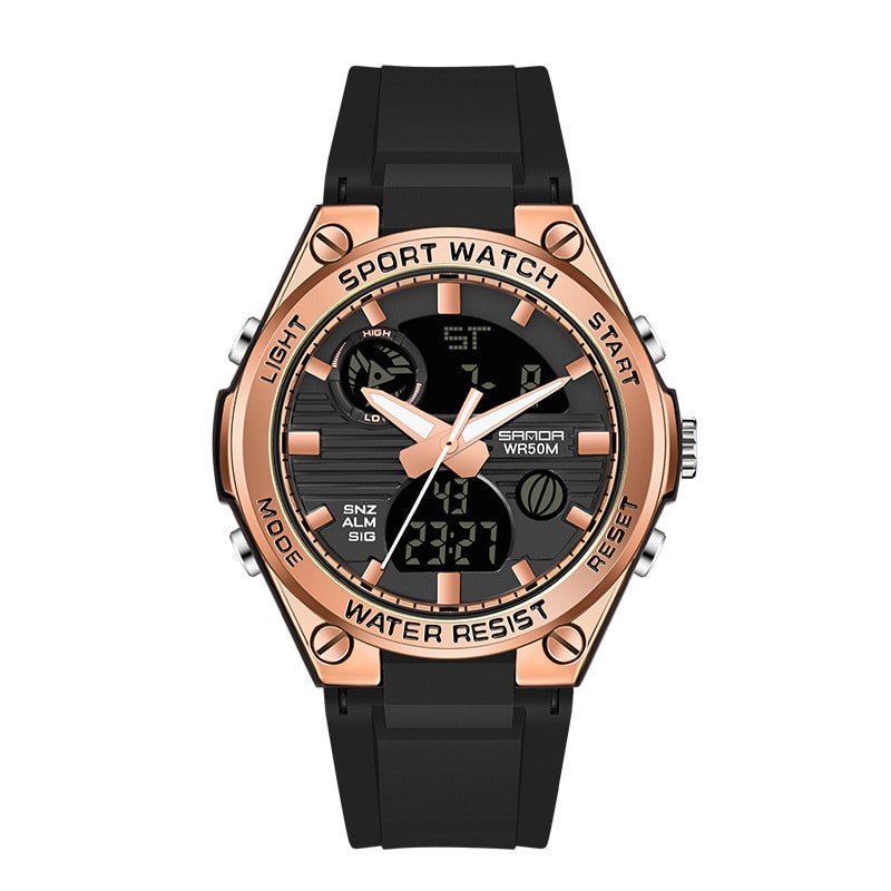 Men's Dual Display Waterproof Luminous Couple Sports Electronic Watch view 6