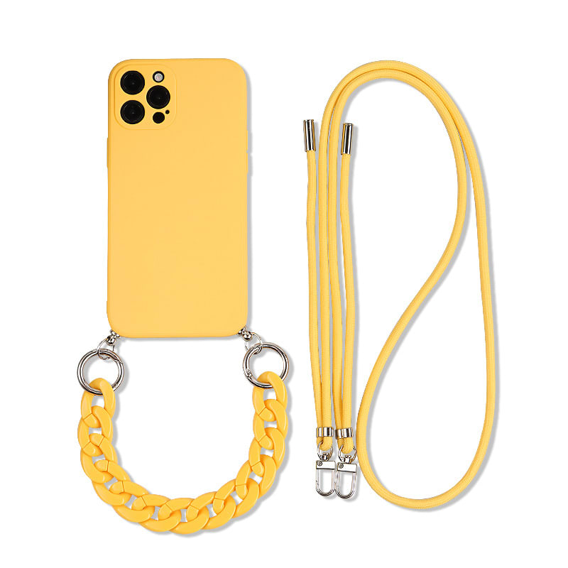 Solid Color Diagonal Double Lanyard Mobile Phone Case view 8