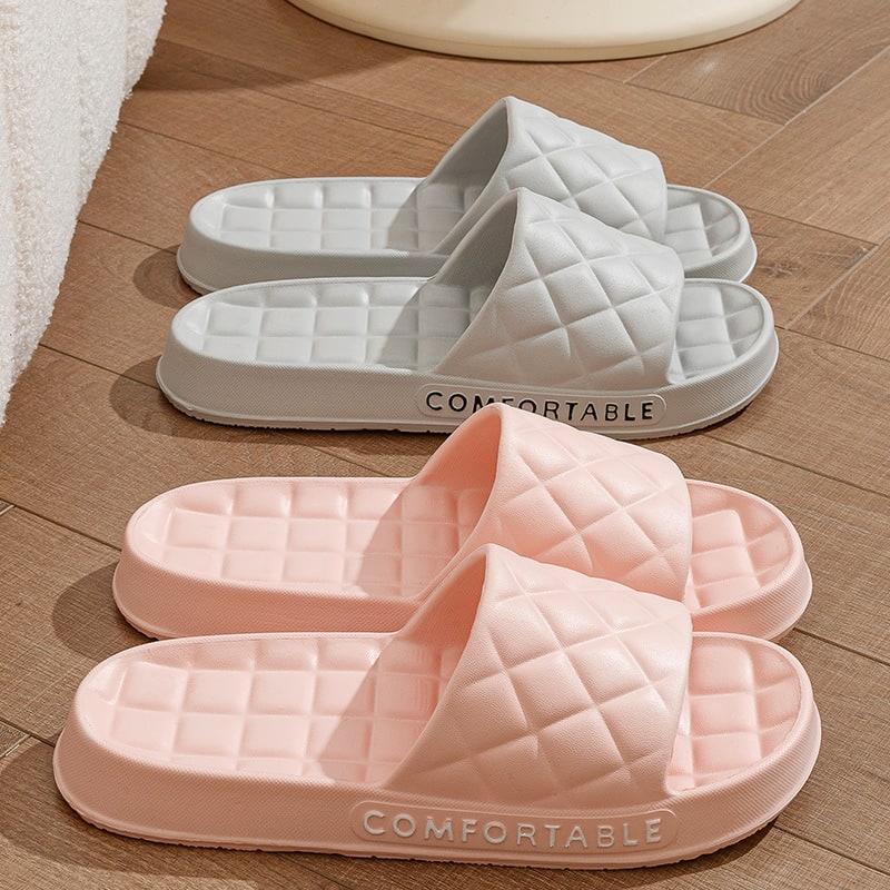 Men's Home Slippers With Plaid Design Soft-soled Silent Indoor Floor Bathing Slippers Women House Shoes Summer view 12