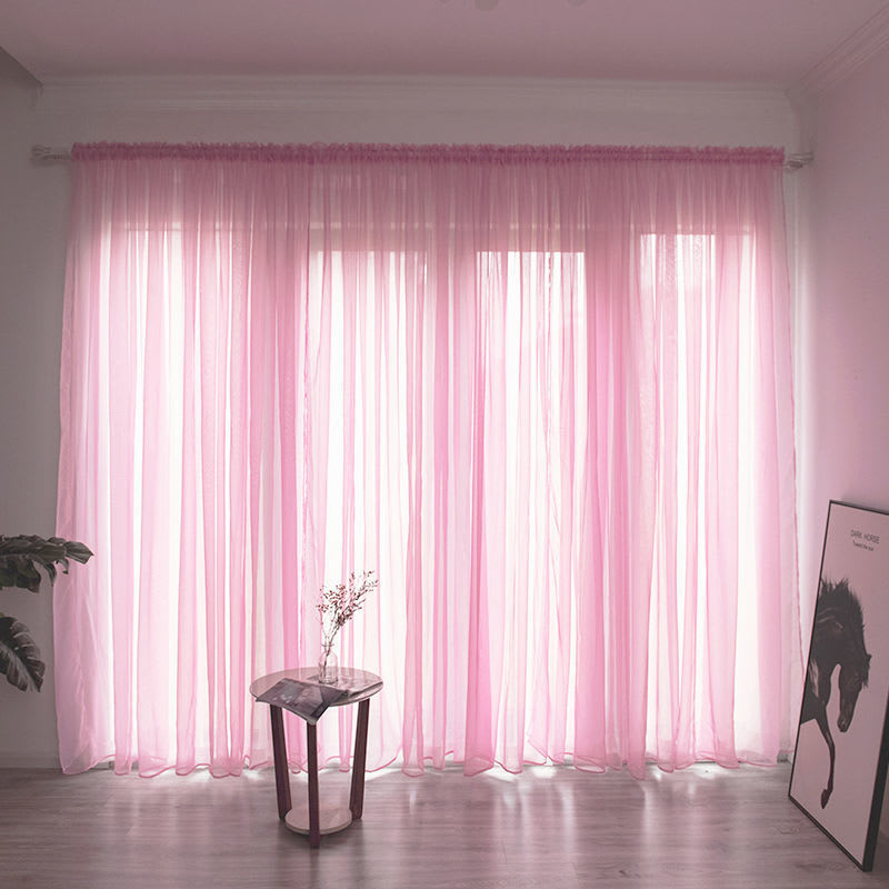 Simple And Modern Balcony Solid Color Gauze Curtain view 9
