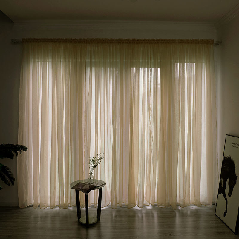 Simple And Modern Balcony Solid Color Gauze Curtain view 11
