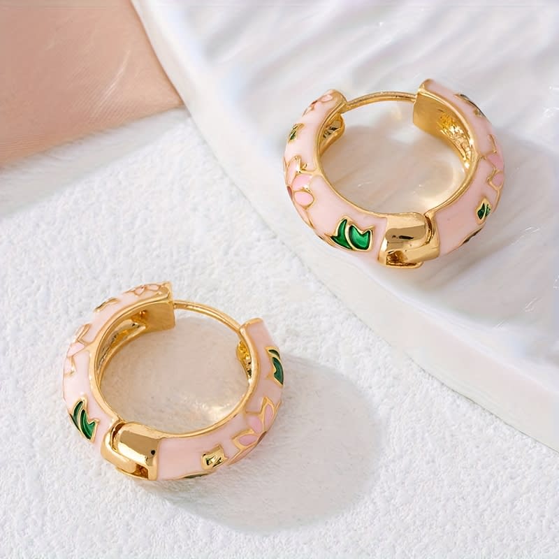 1 Pair Fashion Exquisite Enamel Round Earrings For Women, Daily Commute Wear view 10