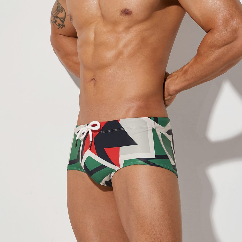 Fashionable Digital Geometric Boxer Swim Shorts view 5