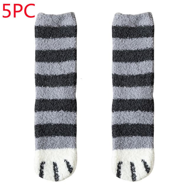 Women's Coral Fleece Cat Paw Pattern Kawaii Thick Warm Socks view 17