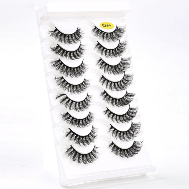European And American 3D Dense 8 Double Pairs Of False Eyelashes Simulation Soft Curling Multi-layer DD Curved Chemical Fiber Eyelash view 4