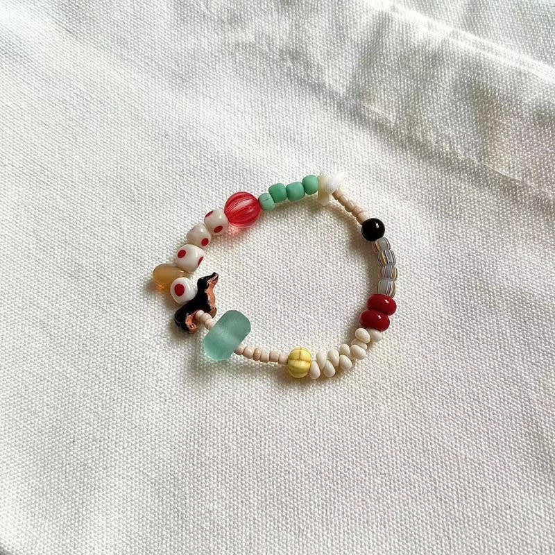 Colorful Dopamine Bead Cute Sausage Dog Bracelet With Niche Appeal view 2