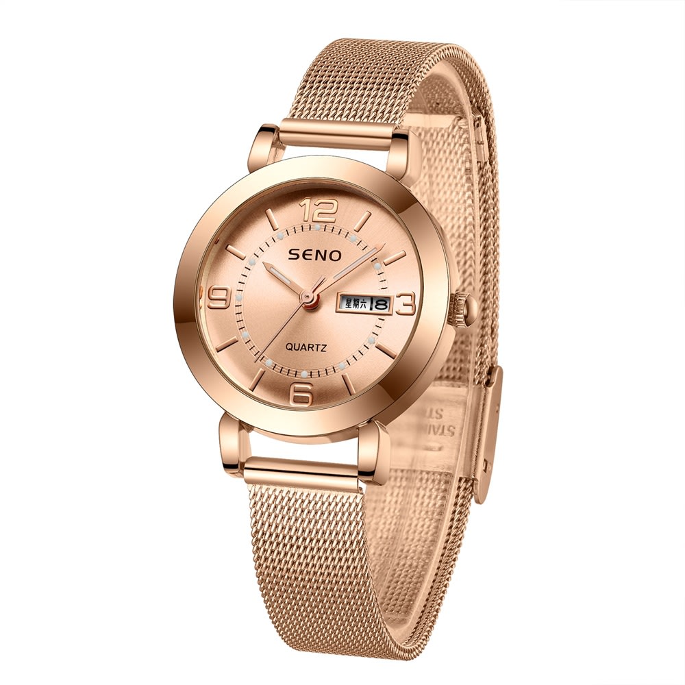 Night Light Waterproof Dual Calendar Women's Alloy Quartz Watch view 3