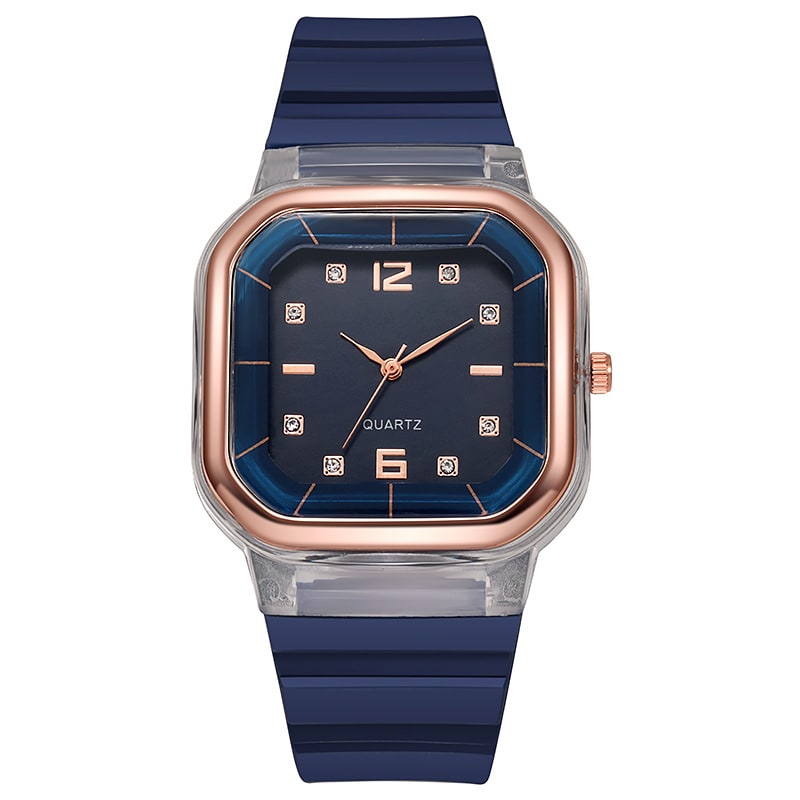 Student Style Children's Silicone Diamond Trend Fashion Square Women's Watch view 10