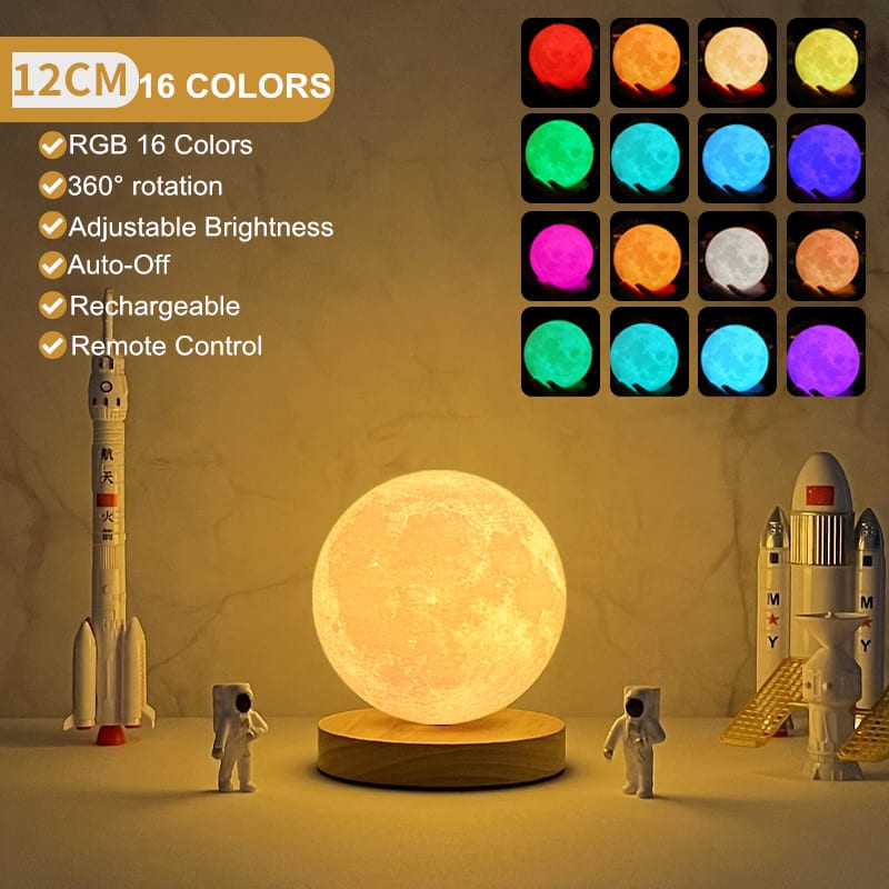 Creative 3D Magnetic Floating Levitating Moon Lamp Touch Control 3 Color Moon Light Lunar Night Light For Home Office Room Decor view 7
