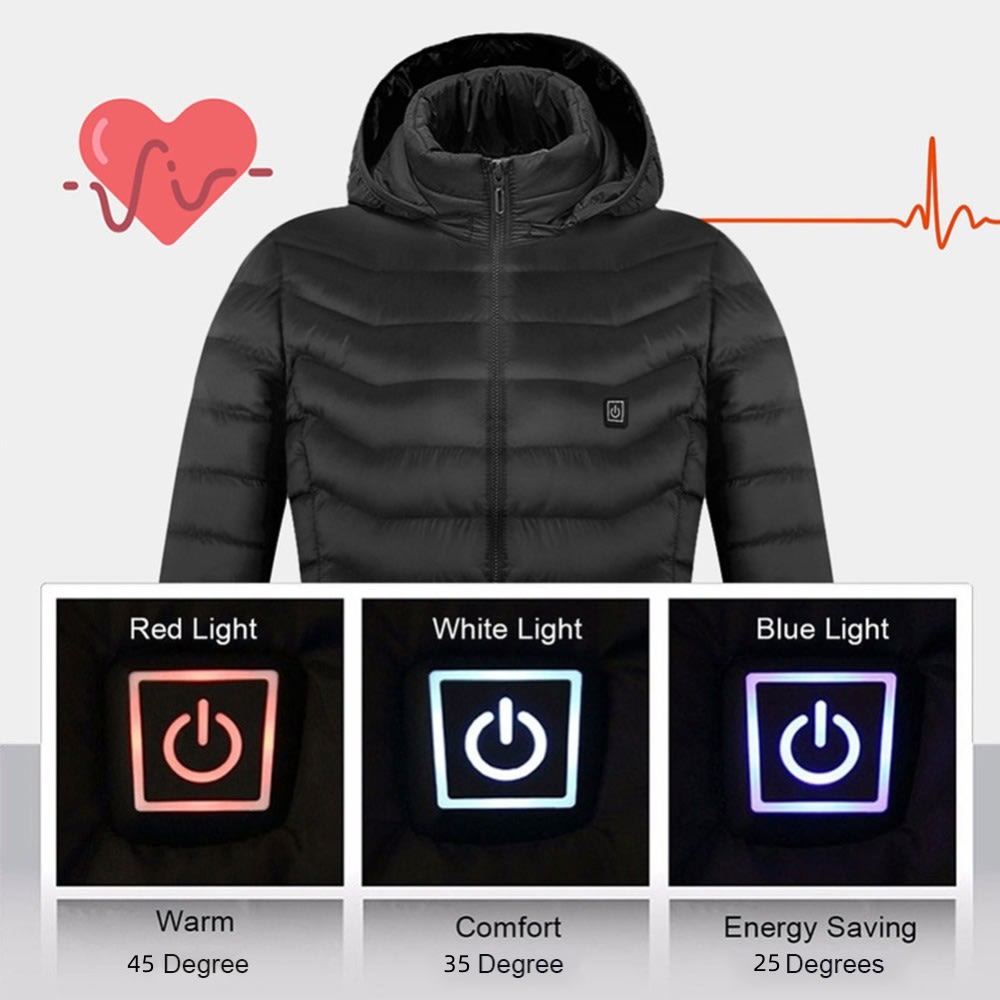 Winter Heated Jacket USB Electric Cotton Coat Zip-up Heater Thermal Clothing Heating Vest For Men view 24