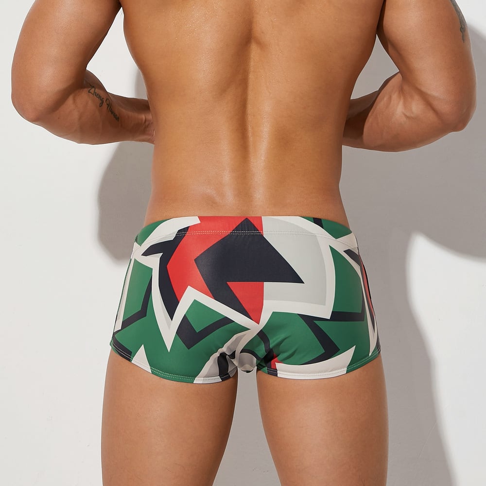 Fashionable Digital Geometric Boxer Swim Shorts view 3