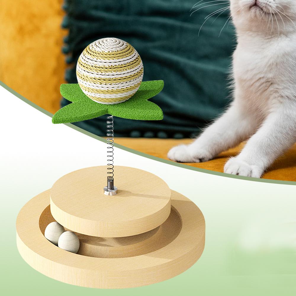 Cat Toy Springs Natural Sisal Scratching Pad Kitten Interactive Toy With Ball Track Spring Ball Automatic Cat Toy For Indoor view 7