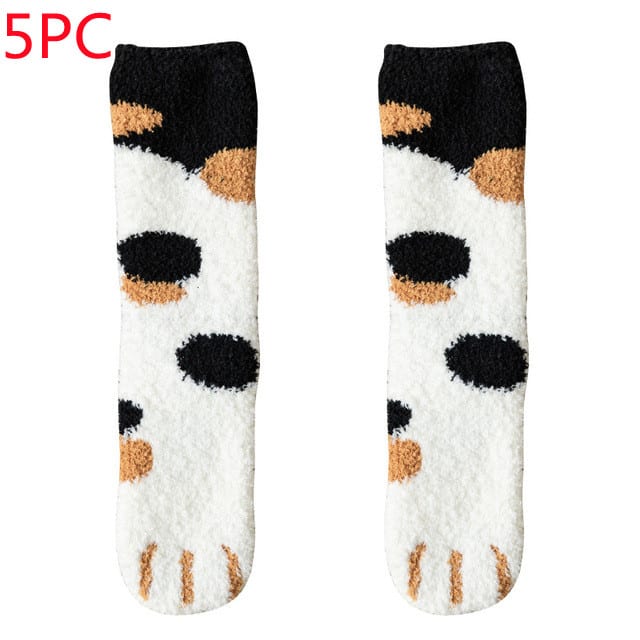 Women's Coral Fleece Cat Paw Pattern Kawaii Thick Warm Socks view 18