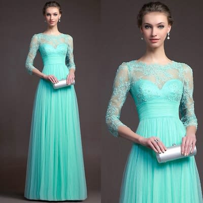 Long sleeve lace see-through dress view 4