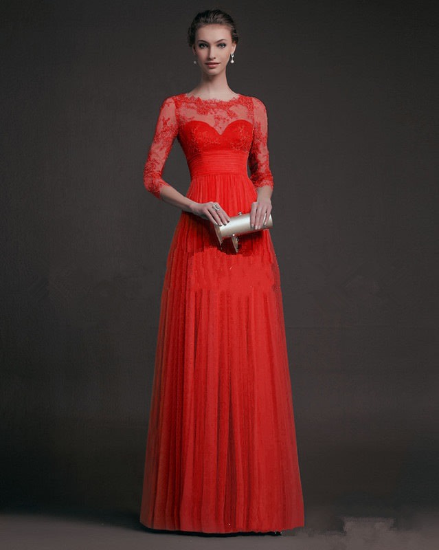 Long sleeve lace see-through dress view 6
