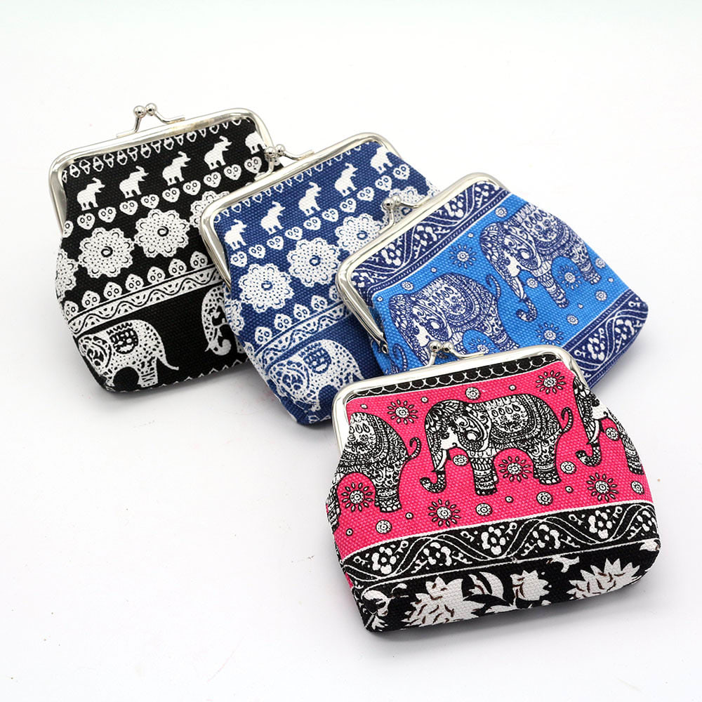 New national wind zero wallet canvas stamp coin package for lady elephant small wallet wholesale view 2