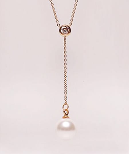 Stainless steel plated 18K rose gold single drill necklace view 5