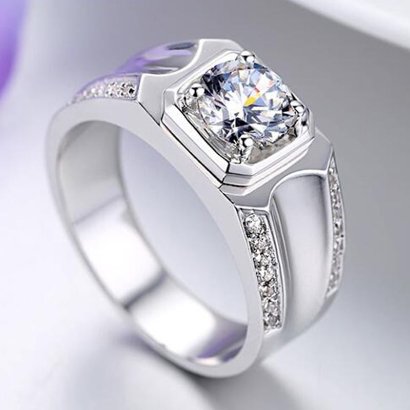 Couple Ring Diamond Ring Sterling Silver Gold Plated view 3