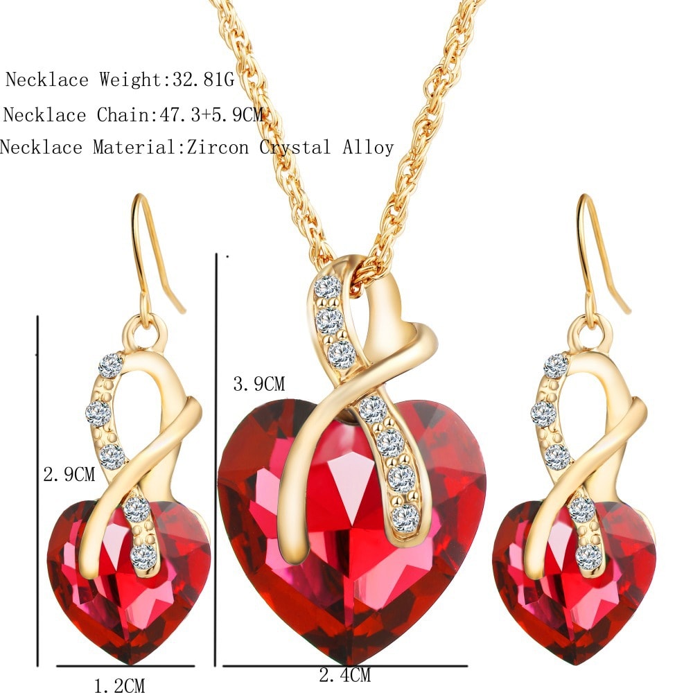 Heart-shaped faux austrian crystal zircon earrings view 6