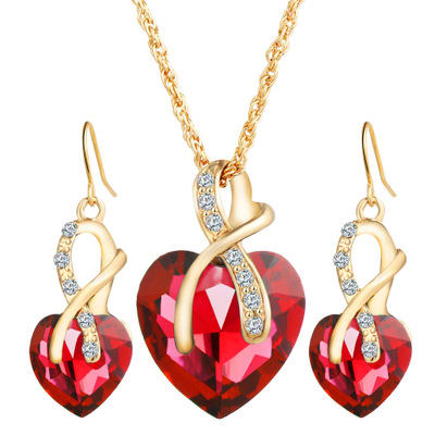 Heart-shaped faux austrian crystal zircon earrings view 4