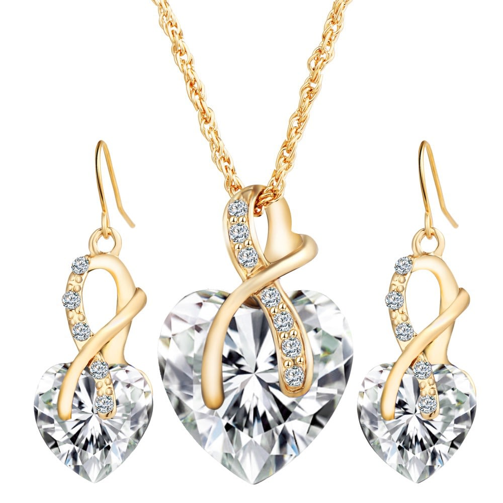 Heart-shaped faux austrian crystal zircon earrings view 8