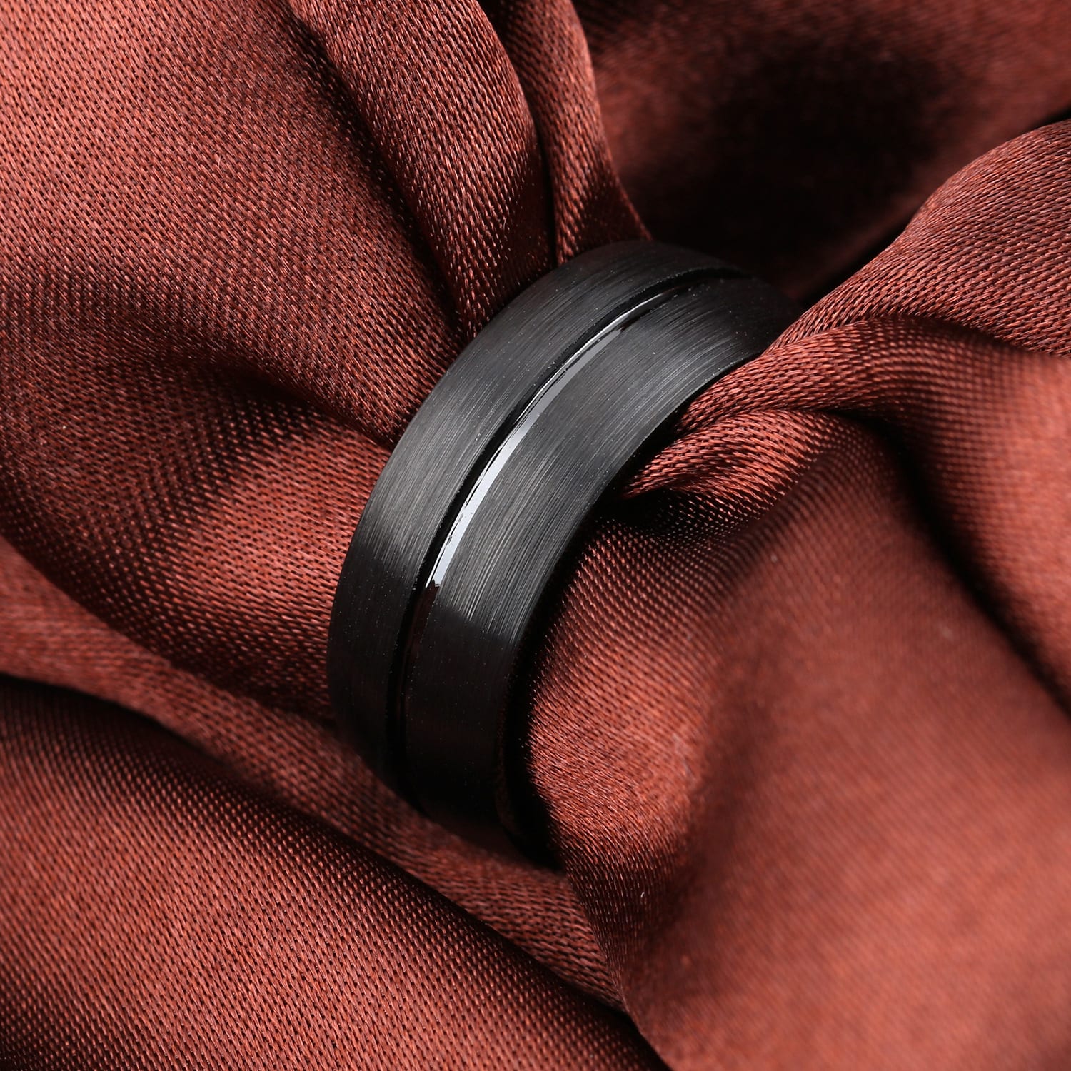 Black titanium steel ring view 2