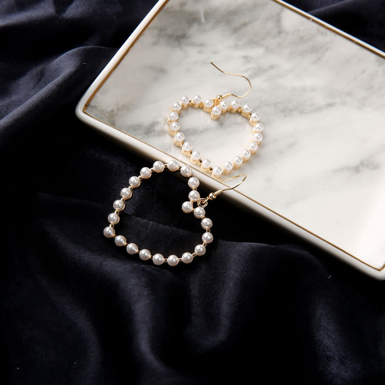 Cute peach heart pierced pearl earrings view 2