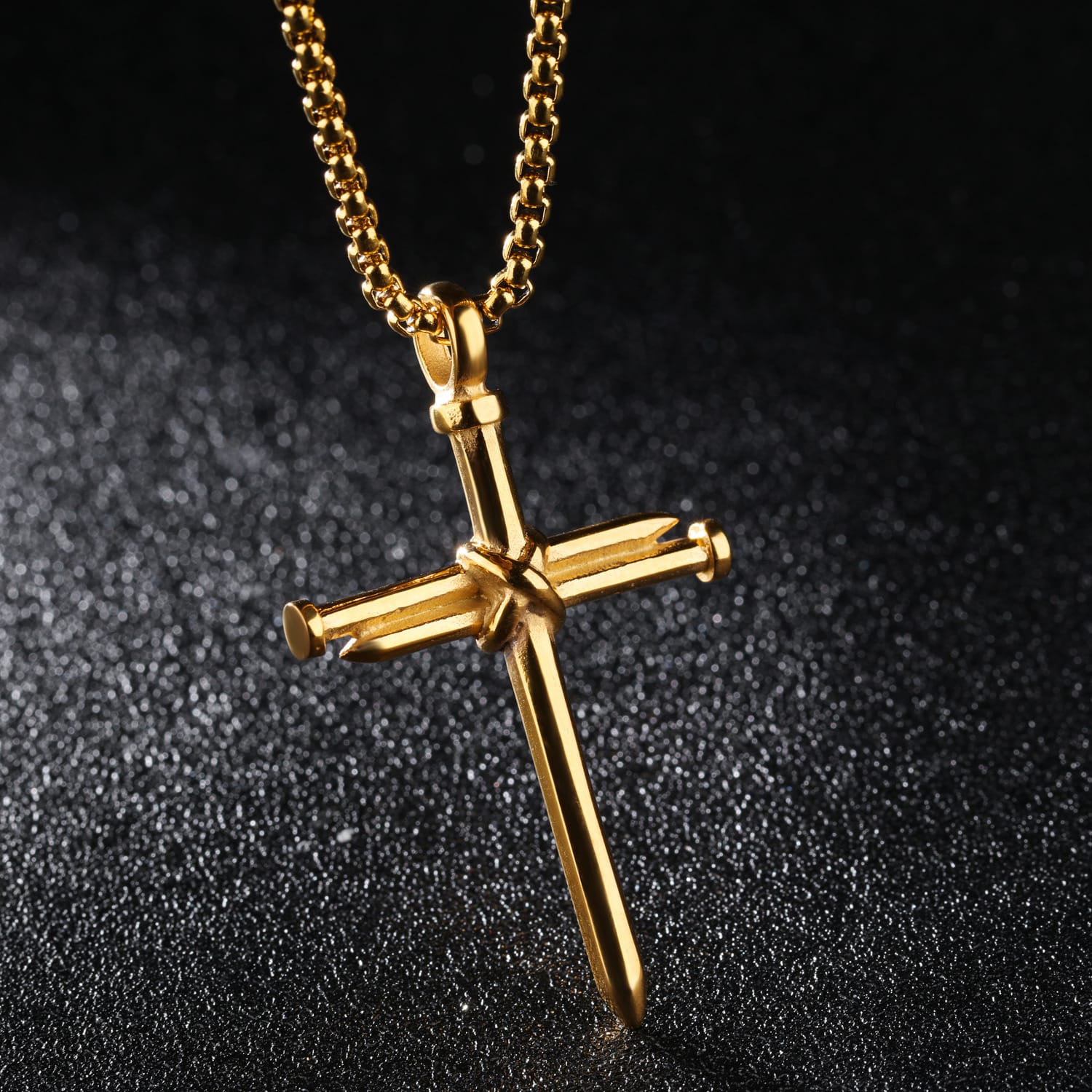 Titanium steel casting steel nails cross men's pendants necklace jewelry view 5