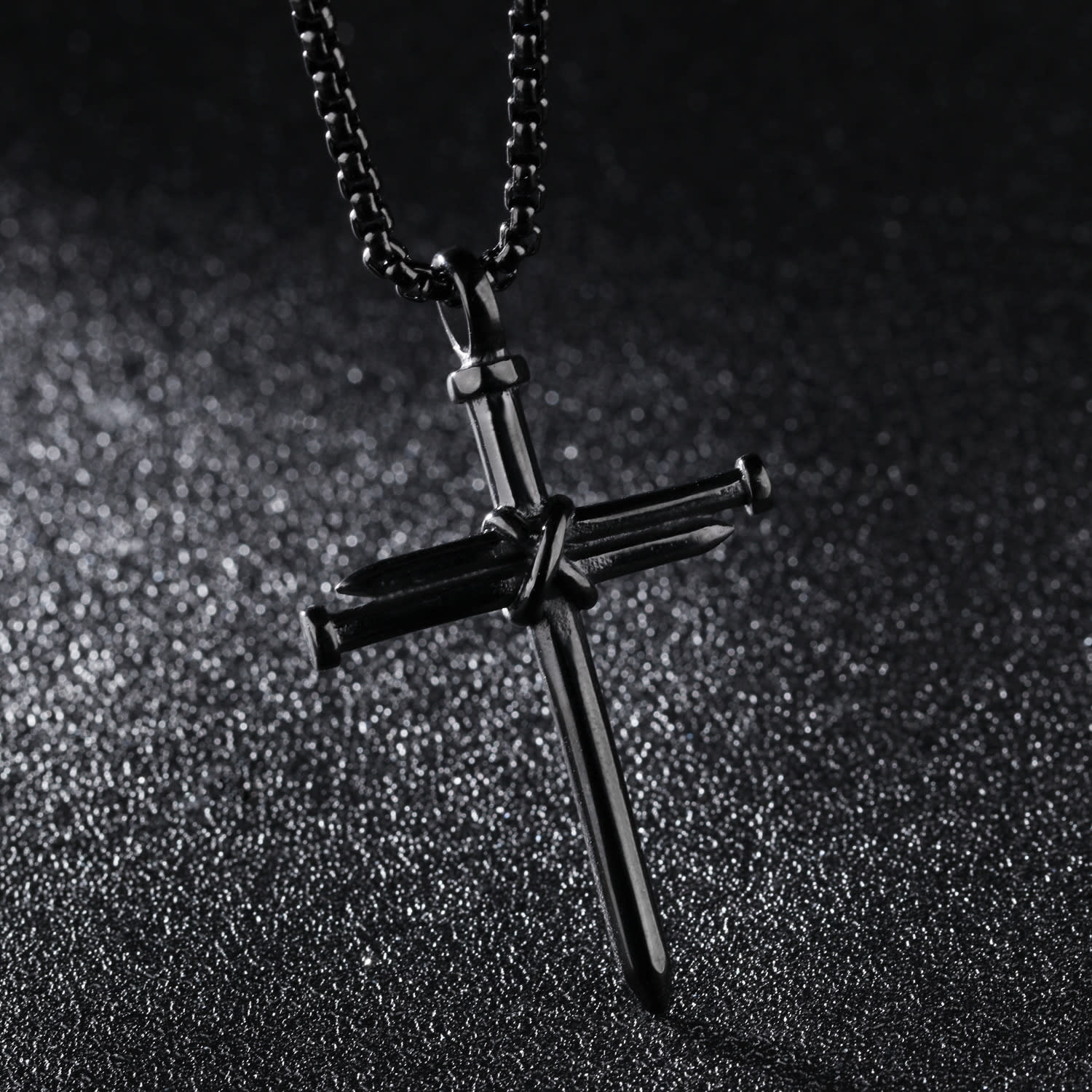 Titanium steel casting steel nails cross men's pendants necklace jewelry view 4